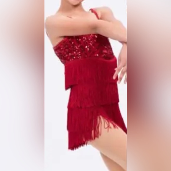 Red fringe jazz costume. Child medium. - Picture 2 of 3